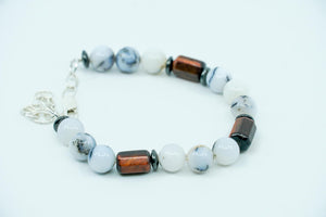 Dendrite Agate, Red Tigers Eye, and Hematite Bracelet