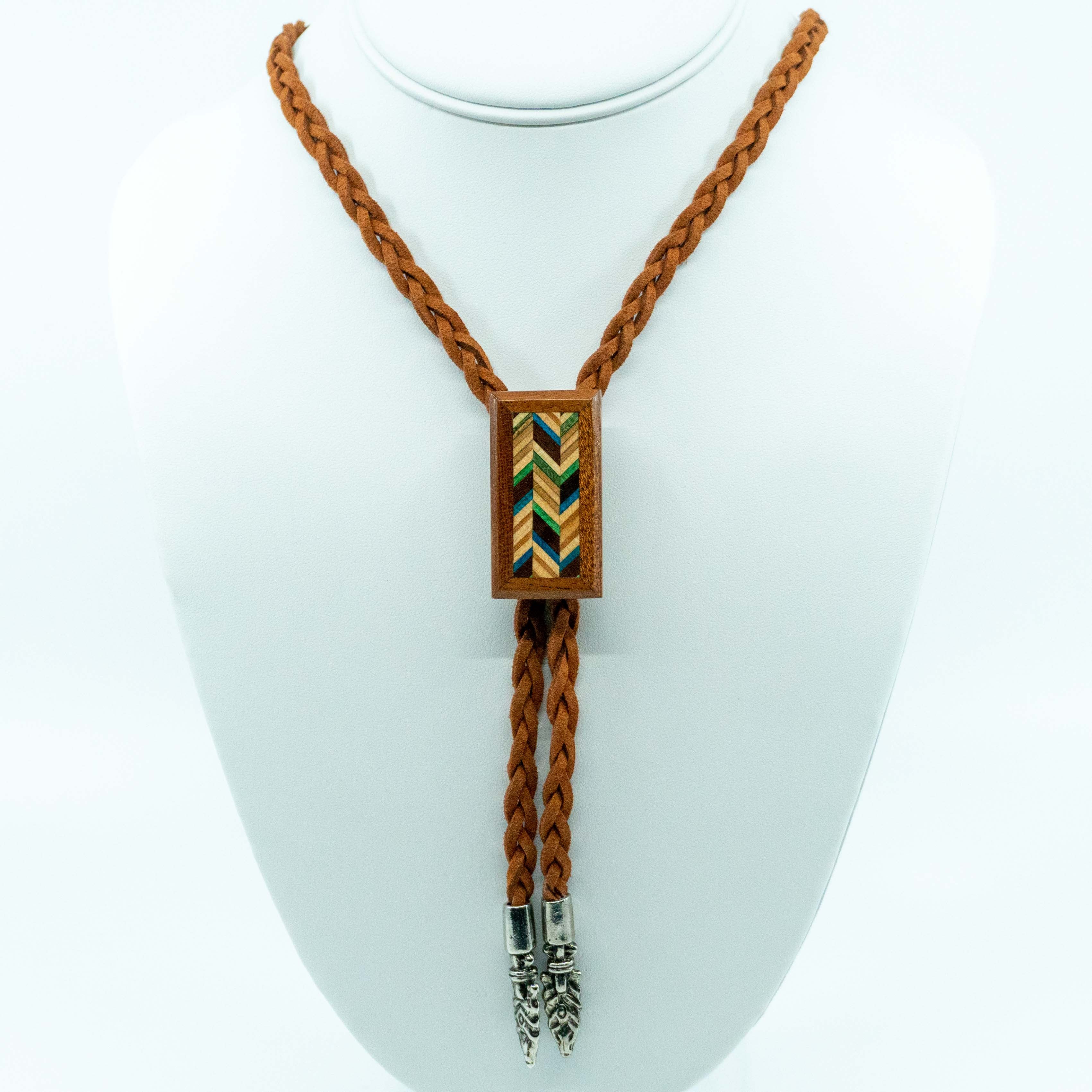 Mahogany Braided Leather Bolo Cord Necklace